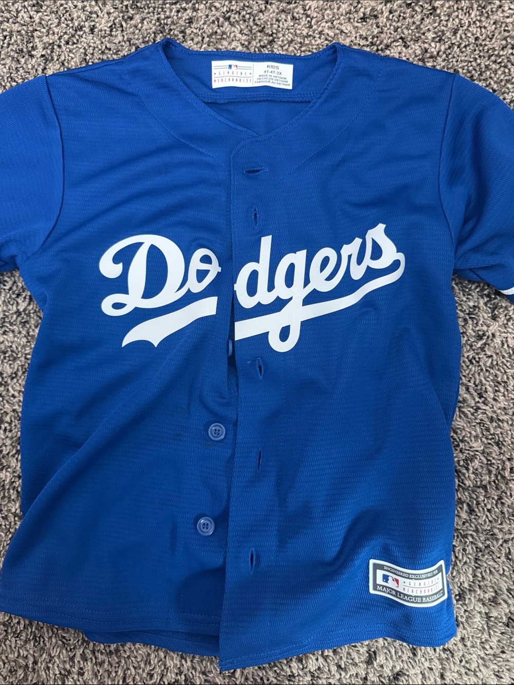 Los Angeles Dodgers Kids Blue Button-Up Jersey